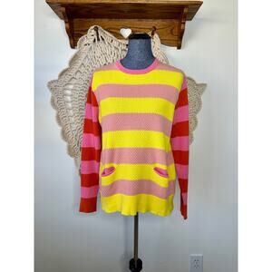 Stella McCartney Pink Yellow Striped Cotton Sweater Girls 14 Women’s XS/S